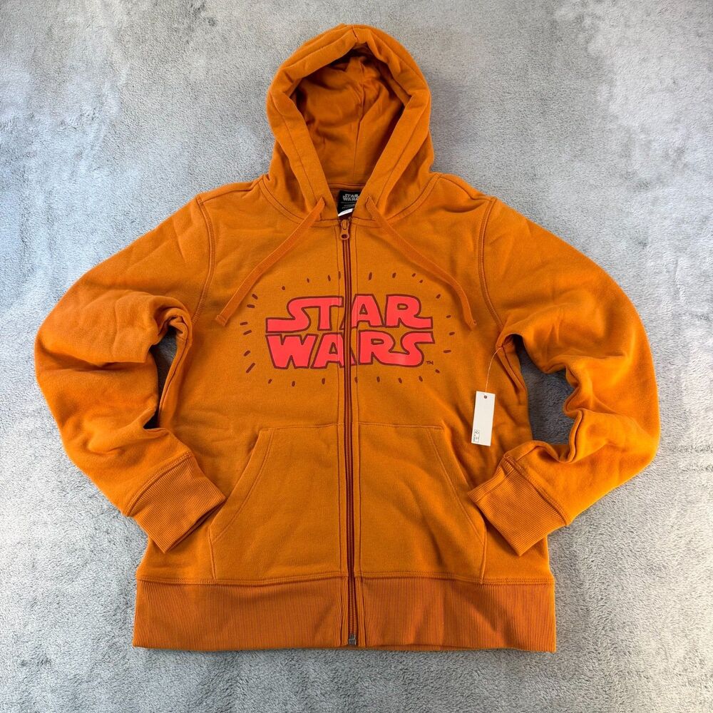 Star Wars Amazon Essentials Women's Hoodie XS Orange Logo Full Zip Sweatshirt